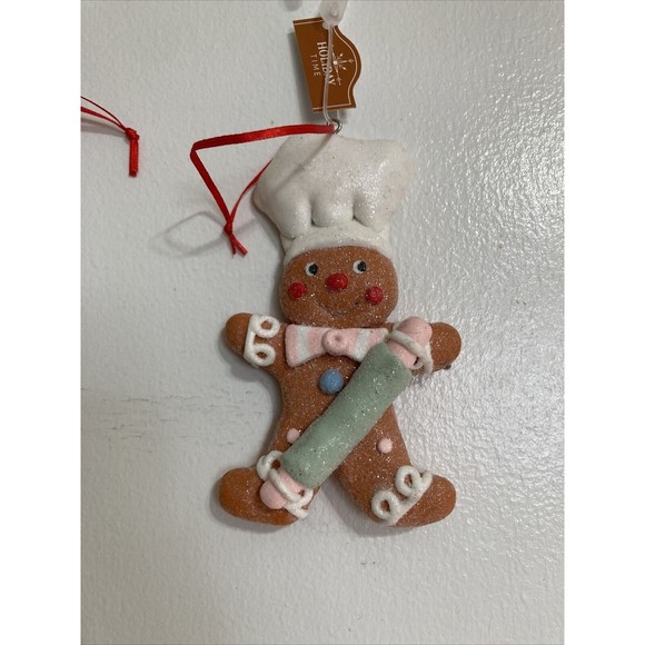 Gingerbread Cookie Girl and Boy Bakers Christmas Holiday Ornaments Set of 2 - Picture 4 of 9